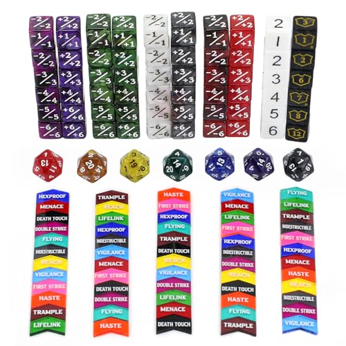 MTG Schlüsselwortzähler und MTG-Lebenszähler-Würfel-Set für Magic The Gathering, kompatibel mit MTG CCG Kartenspielzubehör, 130 Stück MTG Schlüsselwortzähler und MTG-Lebenszähler-Würfel-Set für Magic The Gathering, kompatibel mit MTG CCG Kartenspielzubehör, 130 Stück von FIGURESLAB