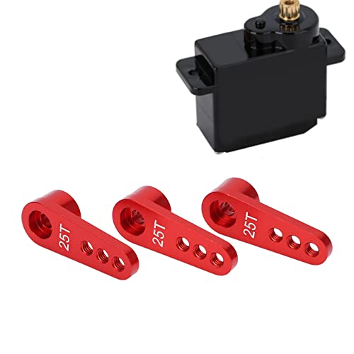 FILFEEL 25t Servo Horn Metalllenker Lenkarm, 3pcs Servo Arm RC Servo Arm mit Hochwertigem Industriematerial für 1/8 1/10 RC -Auto -Upgrade -Teile (Rot) von FILFEEL