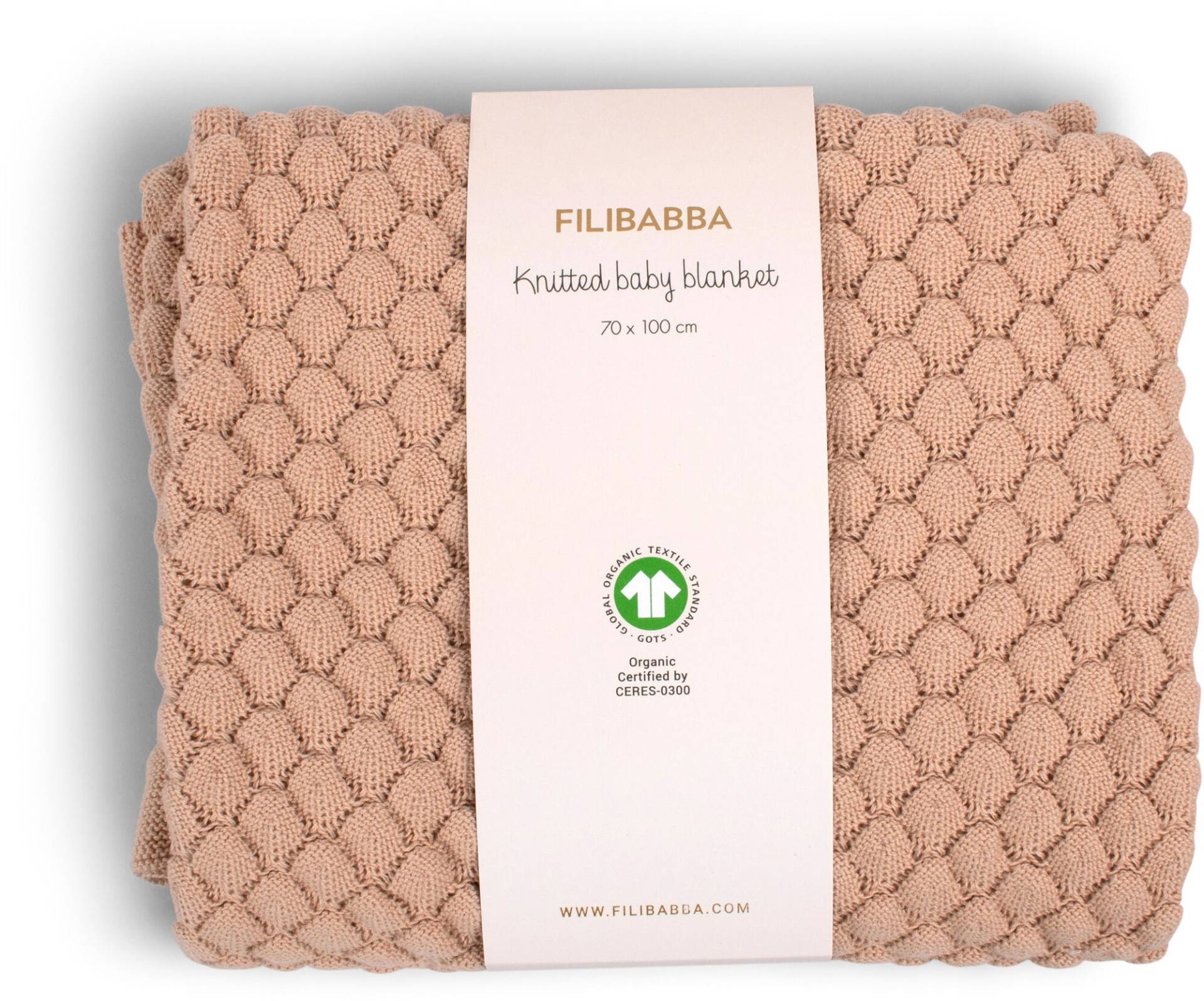 FILIBABBA Gestrickte Decke, Ivory Cream von FILIBABBA