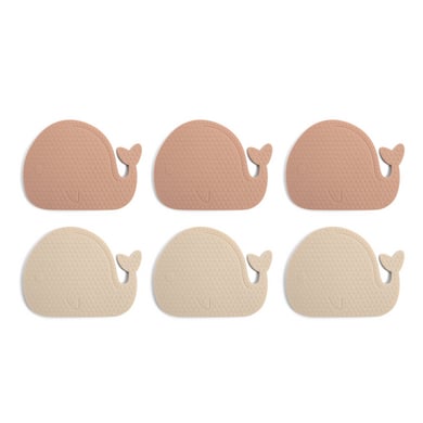 Filibabba Rutschfeste mini Badewannenmatten 6 Stck. - Wale - Rose Mix von Filibabba
