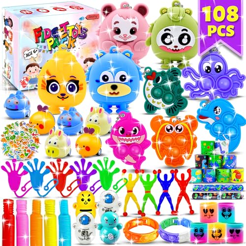 108pcs Toy Party Favors for Kids, Fidget Toy Pack Stocking Stuffers Birthday Gift Toys, Carnival Reward Prize Treasure Box Goodie Bag Stuffers Fillers for Kids 6-12 108pcs Toy Party Favors for Kids, Fidget Toy Pack Stocking Stuffers Birthday Gift Toys, Carnival Reward Prize Treasure Box Goodie Bag Stuffers Fillers for Kids 6-12 von FILMINK