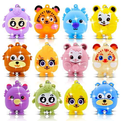 12 Pcs Toy Pop Party Favors for Kids, 3D Animal Pop Balls Its Fidget Toys, Birthday Gifts for Boys Girls, Goodie Bag Stuffers, Carnival Prizes,Treasure Chest for Kids Prizes, Classroom Prizes von FILMINK