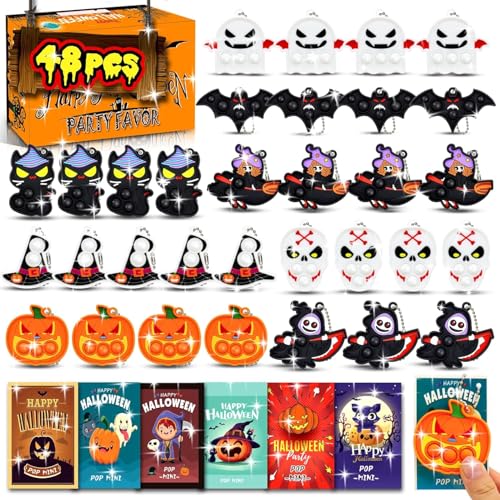 48 PCS Halloween Keychain Pop Fidget Toys Pack von FILMINK