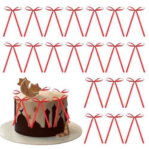 20PCS Schwarz Bowknot Kuchen Topper,Klaue Bogen Kuchen Topper, Band Bowknot Kuchen Dekoration Für Kinder Geburtstag Hochzeit Party Hochzeit Jahrestag Kuchen Dekorationen Zubehör (Rosa) von FILOEEX