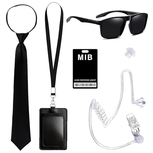 FILOEEX Agent Kostüm Zubehör,Geheimdienst Kostüm Set,Gangster Kostüm Zubehör Set mit schwarzer Sonnenbrille Zip Krawatte Hörer ID Karte und Kartenhalter,Spion Kostüm Zubehör für Männer Frauen (MIX A) FILOEEX Agent Kostüm Zubehör,Geheimdienst Kostüm Set,Gangster Kostüm Zubehör Set mit schwarzer Sonnenbrille Zip Krawatte Hörer ID Karte und Kartenhalter,Spion Kostüm Zubehör für Männer Frauen (MIX A) von FILOEEX