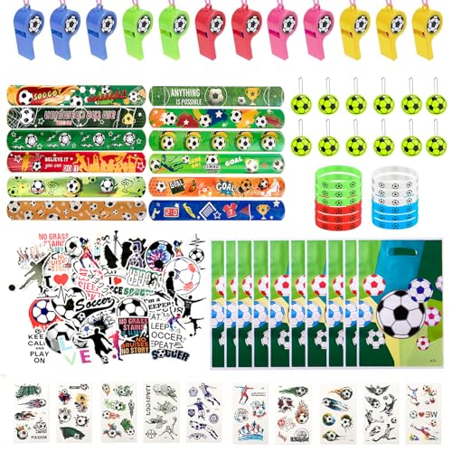 FINEASY 118 Stück Fußball Party Mitgebsel Kinder, Fußball Geburtstags Deko mit Pfeifen, Tattoo, Geschenk Taschen Fußball, Fußball Silikonarmband, Fußball Geschenke Set Für Jungs Mädhen FINEASY 118 Stück Fußball Party Mitgebsel Kinder, Fußball Geburtstags Deko mit Pfeifen, Tattoo, Geschenk Taschen Fußball, Fußball Silikonarmband, Fußball Geschenke Set Für Jungs Mädhen von FINEASY