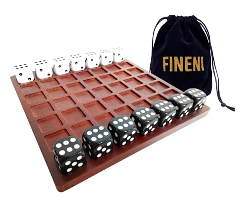 FINENI Würfel-Brettspiel-Set, langlebige Couchtischspiele aus Holz für Erwachsene, 2 Spieler, bestes Bar-Brettspiel für Erwachsene, Indoor-Tischspiel & 2 Spieler, Holz-Tischplattenspiele (dunkel (für von FINENI