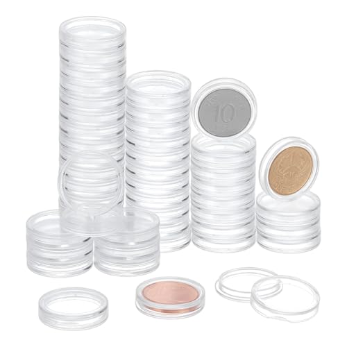 FINGERINSPIRE 160 Stück Münzkapselhalter Für Sammler 16mm Kunststoff Münzen Aufbewahrungsbox Durchsichtiger Flacher Runder Münzhalter Schutzhüllen Für Münzen Display Organizer von FINGERINSPIRE