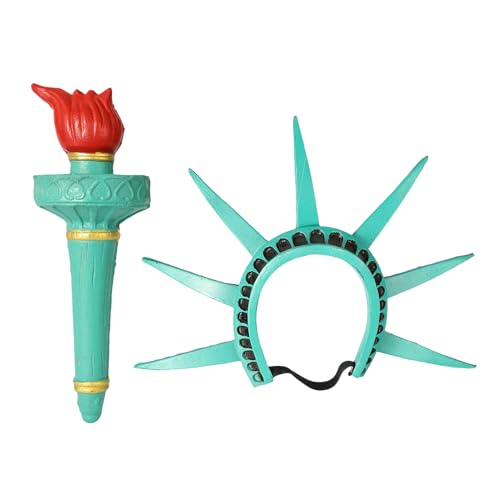 FINLALO Freiheitsstatue Krone, Halloween Lady Liberty Stirnband, verstellbares Stirnband und Taschenlampe Set, Freiheitsstatue Taschenlampe für Maskerade FINLALO Freiheitsstatue Krone, Halloween Lady Liberty Stirnband, verstellbares Stirnband und Taschenlampe Set, Freiheitsstatue Taschenlampe für Maskerade von FINLALO