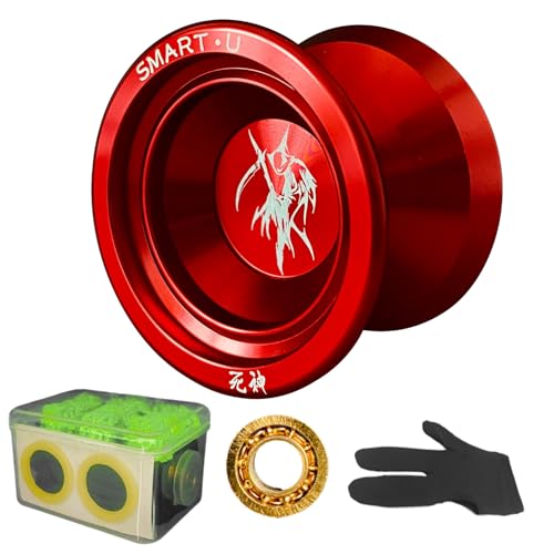 Yoyo Professioneller, reaktionsschneller Yoyo, langlebiges Basic Trick Yoyo, Trick Yoyo Ball, glatte Saite Trickball, Pro Legierung Aluminium Jo Jo für Kinder Anfänger (rot) von FINLALO