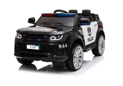FINOOS Elektroauto für Kinder, Polizei, SUV, 12 V, blinkend, Lautsprecher, Türen zum Öffnen, mit Fernbedienung, Schwarz FINOOS Elektroauto für Kinder, Polizei, SUV, 12 V, blinkend, Lautsprecher, Türen zum Öffnen, mit Fernbedienung, Schwarz von FINOOS