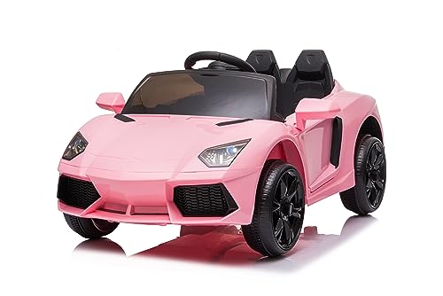 FINOOS Elektroauto für Kinder, Speedy 12V, elektrische Kinder elektroauto mit Fernbedienung, 2 + 1 Geschwindigkeitsstufen, Hupe, LED, Musik, USB (Rosa) von FINOOS