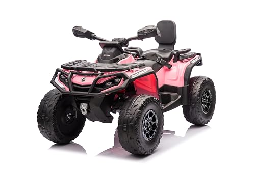 FINOOS Kinder-Elektro Quad 2-Sitzer 24V, Can-am Outlander Kinder-Elektroauto 24V, LED-Leuchten, 24V, 4 x 200W-Motoren, weiche Eva-Räder (Rosa) von FINOOS