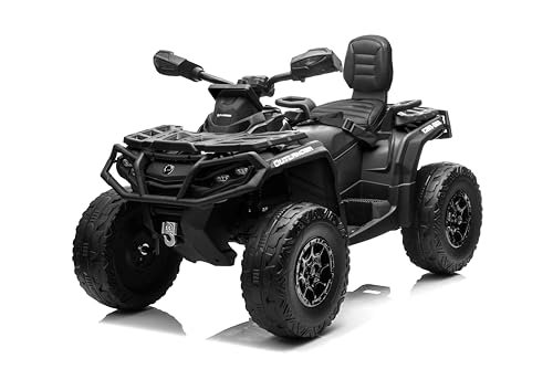 FINOOS Kinder-Elektro Quad 2-Sitzer 24V, Can-am Outlander Kinder-Elektroauto 24V, LED-Leuchten, 24V, 4 x 200W-Motoren, weiche Eva-Räder (Schwarz) von FINOOS