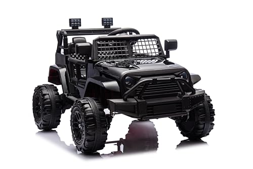 FINOOS Kinder Elektroauto 12V Kinderauto mit 2,4 GHz Fernbedienung, 2 Motor, Kinderfahrzeug mit Hupe, LED, Musik, Sanftstart, für 1-4 Jahre (Schwarz) von FINOOS