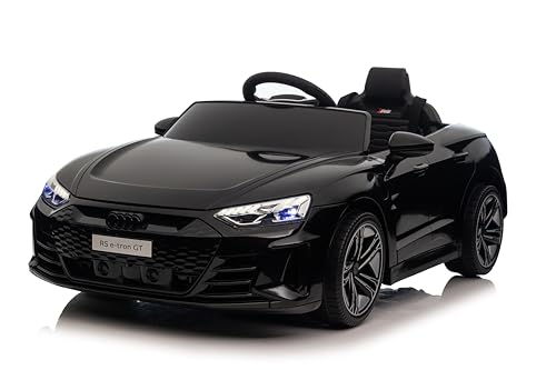 FINOOS Kinder Elektroauto 12V Kinderauto mit 2,4 GHz Fernbedienung, Kinderfahrzeug mit Hupe, LED, Musik, Sanftstart, Elektrofahrzeug mit Hilfsrad, für 1-4 Jahre Kinder (Schwarz) von FINOOS