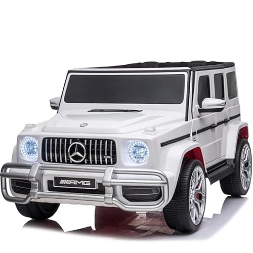 FINOOS Kinder Elektroauto Mercedes G63 AMG 2 Sitzer, Doppelsitzer Kinderauto Elektrisch mit Fernbedienung - 4x4 Ledersitz und Eva Reifen - Elektroauto für 2 Kinder (Weiß) von FINOOS