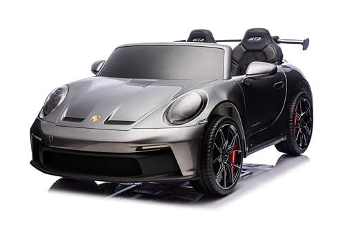 FINOOS Kinder Elektroauto Porsche 911 GT3 24V, 2 Sitzer, mit 2,4Ghz Fernbedienung, 4 x 24V 200Watt, 1-7 Jahre (Grau) von FINOOS