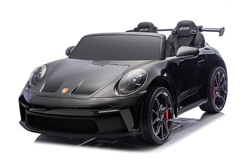 FINOOS Kinder Elektroauto Porsche 911 GT3 24V, 2 Sitzer, mit 2,4Ghz Fernbedienung, 4 x 24V 200Watt, 1-7 Jahre (Schwarz) von FINOOS