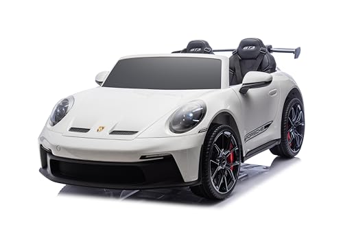 FINOOS Kinder Elektroauto Porsche 911 GT3 24V, 2 Sitzer, mit 2,4Ghz Fernbedienung, 4 x 24V 200Watt, 1-7 Jahre (Weiß) von FINOOS