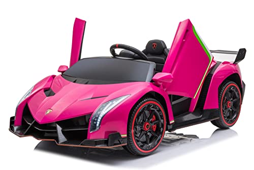 FINOOS Kinderauto Lambo Veneno 24V Elektroauto für Kinder 2-Sitzer, 4X4 Gummireifen, Ledersitz, mit 2,4 GHz Fernbedienung von FINOOS