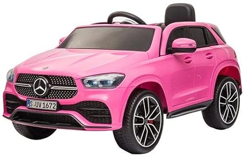 FINOOS Mercedes GLE Elektroauto für Kinder, 12V, elektrische Kinder elektroauto mit Fernbedienung, Gummireifen, Ledersitz, Hupe, LED, Musik (Rosa) von FINOOS