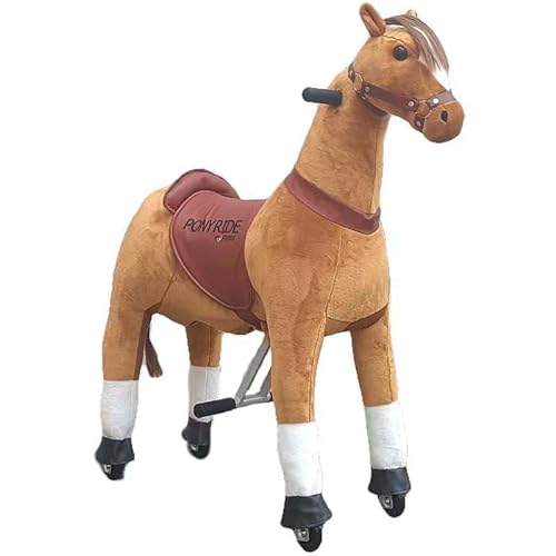 FINOOS Pony Ride - Schaukelpferd - Kuscheltier auf Rollen - Kinder - Pony - Tierlaute Pferd - Reiten - Plüschtier - MyPony - braun (Medium - 4-9 Jahre) von FINOOS