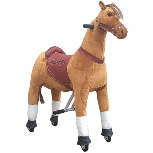 FINOOS Pony Ride - Schaukelpferd - Kuscheltier auf Rollen - Kinder - Pony - Tierlaute Pferd - Reiten - Plüschtier - MyPony - braun (Small - 3-5 Jahre) von FINOOS