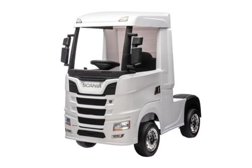FINOOS Scania Elektro-LKW12V Elektroauto für Kinder, 4x4, 4 x 35W, 2 x 12V 7Ah mit Fernbedienung (Blanc) von FINOOS