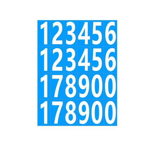 FIOERDTUIE 20x langlebige Selbstklebende Nummernaufkleber für vielfältige Anwendungen, wasserfest und stark, wasserdicht und ölbeständig, einfach, Blauer Hintergrund von FIOERDTUIE