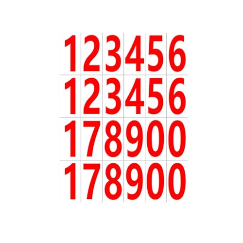FIOERDTUIE 20x langlebige selbstklebende Nummernaufkleber für vielfältige Anwendungen, wasserfest und stark, wasserdicht und ölbeständig, einfach, Rote Zahlen von FIOERDTUIE
