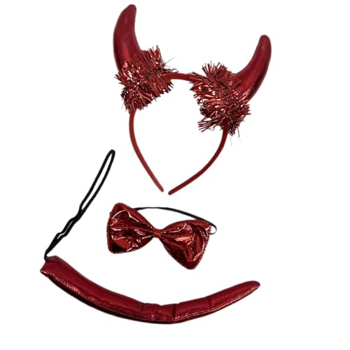 3pieces Red Devil Ohrs Stirnbänder Bögen Krawattenschwanz Set Für Frauen Halloween Weihnachtsfestival Dressing Red Devil Kostümzubehör 3pieces Red Devil Ohrs Stirnbänder Bögen Krawattenschwanz Set Für Frauen Halloween Weihnachtsfestival Dressing Red Devil Kostümzubehör von FIRSTXIU