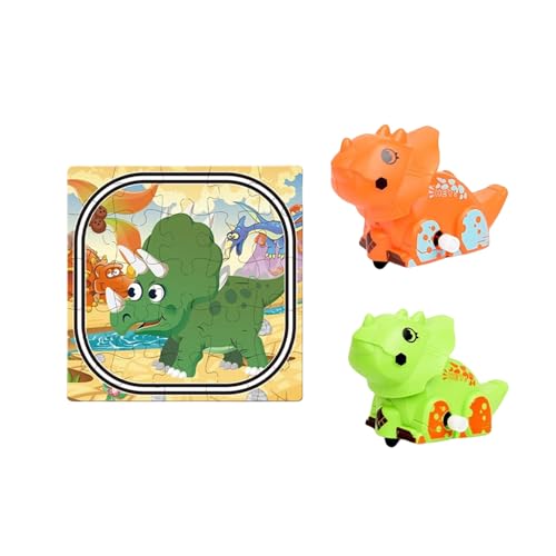 Buntes Dinosaurier Puzzle Und Windup Track Spiel Set Für Kinder Pädagogische Spielzeugspur Set Für Kinder Cartoon Windup Auto Spielzeug von FIRSTXIU