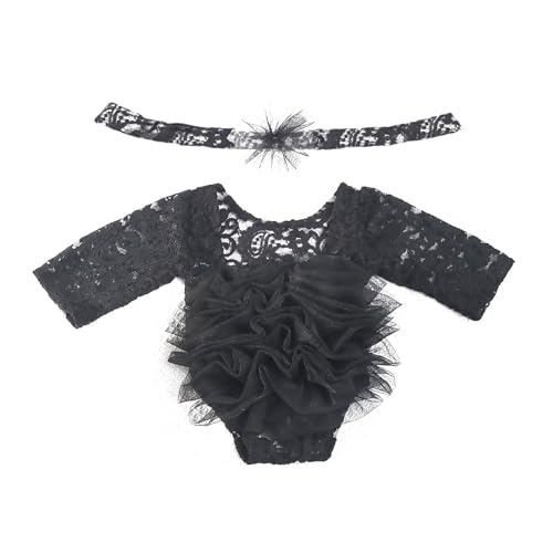 Elegante Neugeborenenfotografie Mesh Strampler Stile Und Praktisches Baby Mit Stirnbandfotografie Requisiten Für Mädchen Mesh von FIRSTXIU