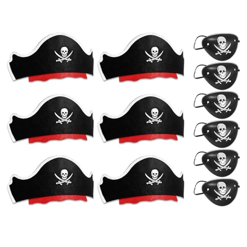 FIRSTXIU 12pcs Schädeldruck Pirat Kostümzubehör Mit Eyemask Für Halloween Kid Birthday Cosplay Carnivals Cosplay Set von FIRSTXIU