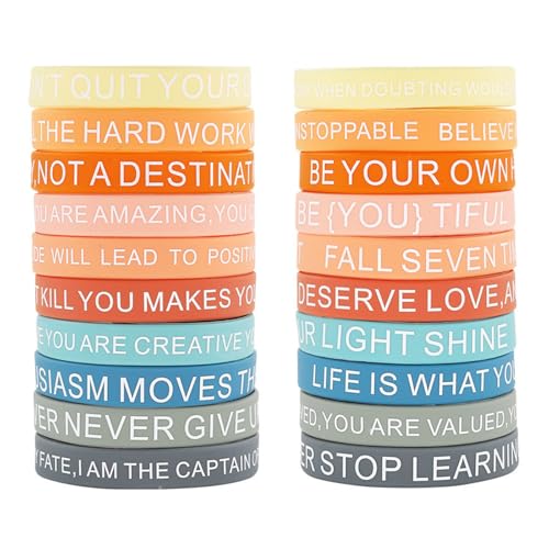 FIRSTXIU 20pcs Silicone Ermutigende Armbänder Mit Inspirierenden Botschaft Modische Farbige Armbänder Für Selbstmotivation Inspirierende Zitatarmbänder FIRSTXIU 20pcs Silicone Ermutigende Armbänder Mit Inspirierenden Botschaft Modische Farbige Armbänder Für Selbstmotivation Inspirierende Zitatarmbänder von FIRSTXIU