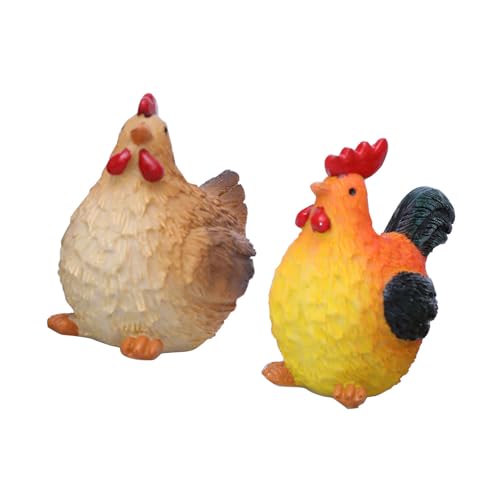 FIRSTXIU 2pcs Harzhenne Und Küken Miniaturmodelle Für Home Dekoration Enthusiasten Und Sammler Kleine Tierfiguren Tierfiguren von FIRSTXIU