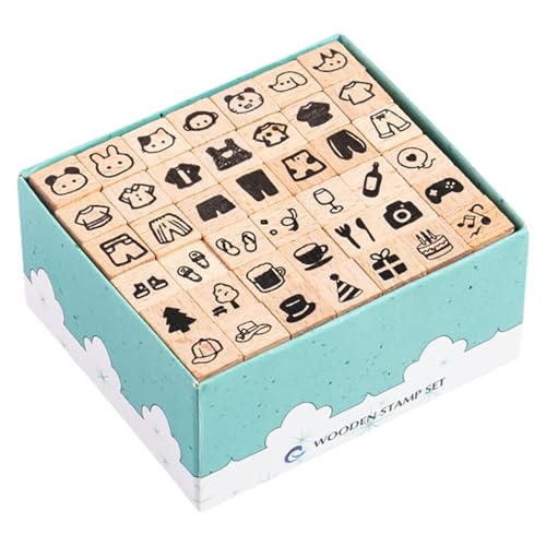 FIRSTXIU 42pieces Vintage Wood Stempel Geometrische Buchstaben Nummer Craft Stamp Wood Scrapbooking Für Kartenherstellung Journal von FIRSTXIU