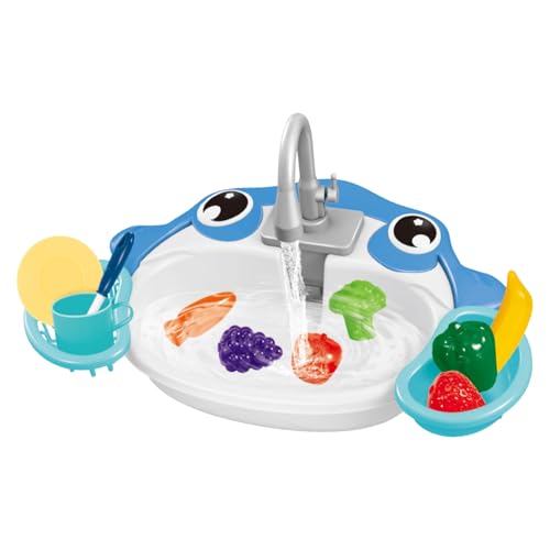 FIRSTXIU Kreativ So Tun Spielen Spülspüle Spielzeug Mit Elektrisch Wasserhahn Bildungswasserrecycling Playset Für Kleinkinder Kinder Pädagogische Hygiene Gewohnheiten Spielzeug von FIRSTXIU