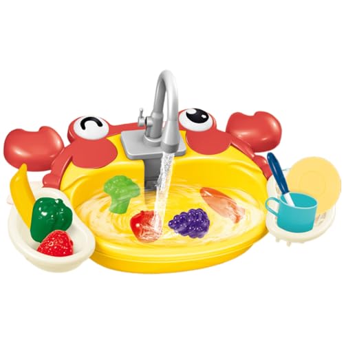 FIRSTXIU Kreativ So Tun Spielen Spülspüle Spielzeug Mit Elektrisch Wasserhahn Bildungswasserrecycling Playset Für Kleinkinder Kinder Pädagogische Hygiene Gewohnheiten Spielzeug von FIRSTXIU