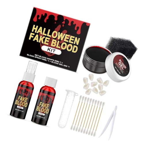 FIRSTXIU Wiederverwendbares Gruseliges Make Up Set Einschließlich Faux Blood Scary Theets Für Halloween Kostümfotografien Professionelles Halloween Kostüm Set von FIRSTXIU
