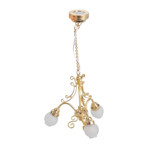 FIRSTXIU Wohnzimmer Deckenlampe Figurenmodell Realistischer Kronleuchter Vintage Life Szene Puppenhaus Tun Spiele Einrichtung Energieeffizienter Puppenhäuser Deckenlampe von FIRSTXIU