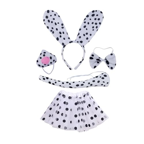 Hundekostüm Set Hundeohren Stirnbänder Bowtie Tail Nase Handschuh Tutus Rock Für Kinder Halloween Cosplays Party Halloween Cosplays von FIRSTXIU
