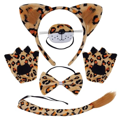 Leopard Kostüm Set Leopard Ohrstirnbänder Schwanzkasten Schnauze Handschuh Animal Cosplays Für Halloween Christmas Party Halloween Cosplays Leopard Kostüm Set Leopard Ohrstirnbänder Schwanzkasten Schnauze Handschuh Animal Cosplays Für Halloween Christmas Party Halloween Cosplays von FIRSTXIU
