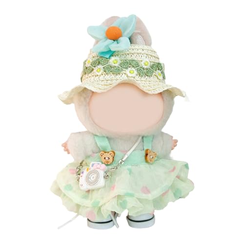 Puppenurlaubs Outfit Atmungsaktives Riemchenkleid Und Sonnenhut Mit Passenden Accessoires Für 17 cm Figur Mit Requisitenkleid Set Anzeigen von FIRSTXIU