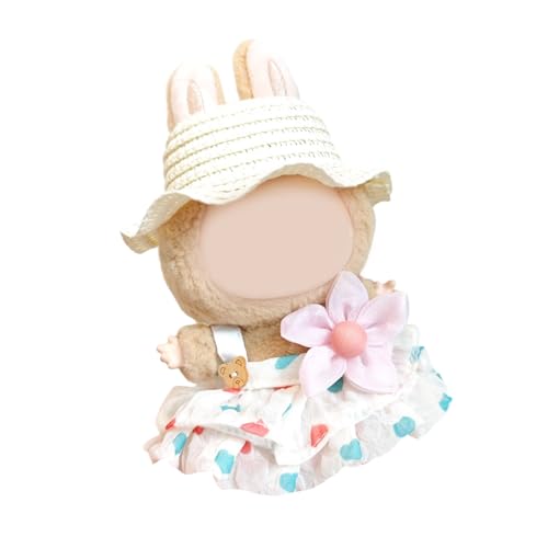 Puppenurlaubs Outfit Atmungsaktives Riemchenkleid Und Sonnenhut Mit Passenden Accessoires Für 17 cm Figur Mit Requisitenkleid Set Anzeigen von FIRSTXIU