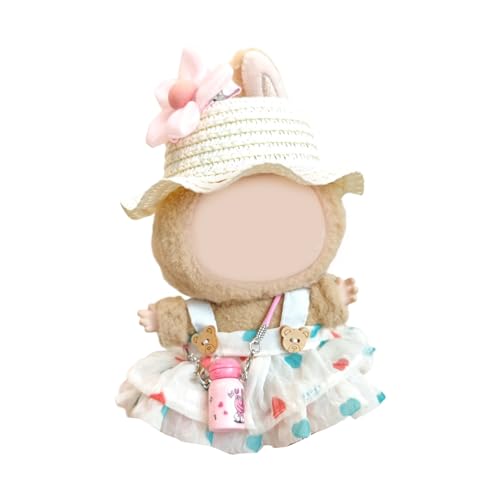 Puppenurlaubs Outfit Atmungsaktives Riemchenkleid Und Sonnenhut Mit Passenden Accessoires Für 17 cm Figur Mit Requisitenkleid Set Anzeigen von FIRSTXIU