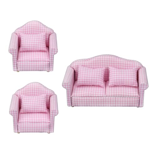 Realistische Puppenhaus Sofa Modell Figur Set Mit Kissengewebeabdeckung Für Miniaturpuppenhaus Home Display Decors Miniaturmöbel von FIRSTXIU