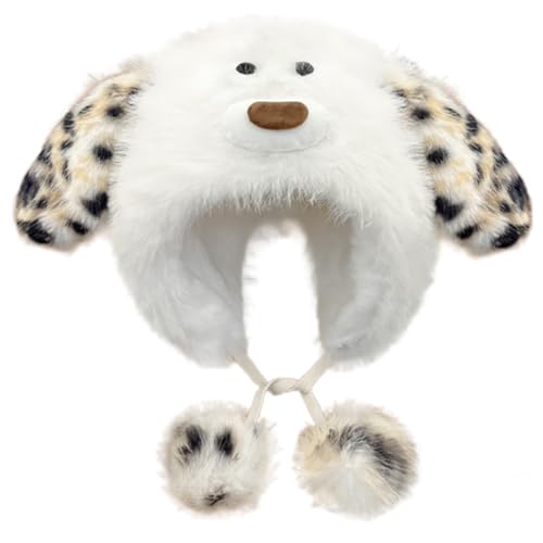 Vielseitiger Warmer Welpehut Mit Ohr Pelzkappen Cartoon Ohr Kopfbedeckung Einzigartiger Winterplüschhut Für Lässige Welpe Für Kinder Baby Frauen von FIRSTXIU