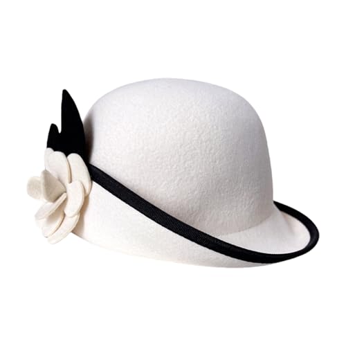 Vintage Fedoras Für Frauen Themenparty Kappen Mit Roll Rand Blumenwolle Bowler Für Halloween Party Cosplay Accessoire Elegante Kopfbedeckung von FIRSTXIU